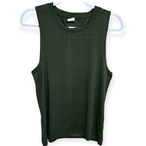 ZYIA Striped Mesh Dark Green Tank Top
